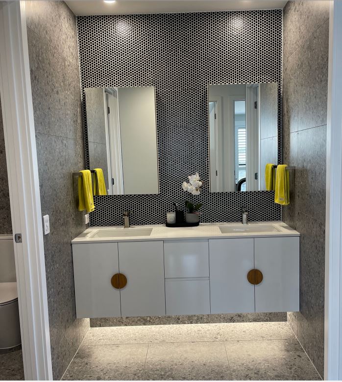 Mesmerizing Double Vanity with honeycomb style