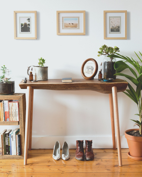 Table made from discarded timber slab