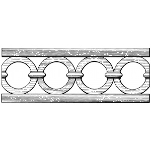 Straight fretwork with linked rings